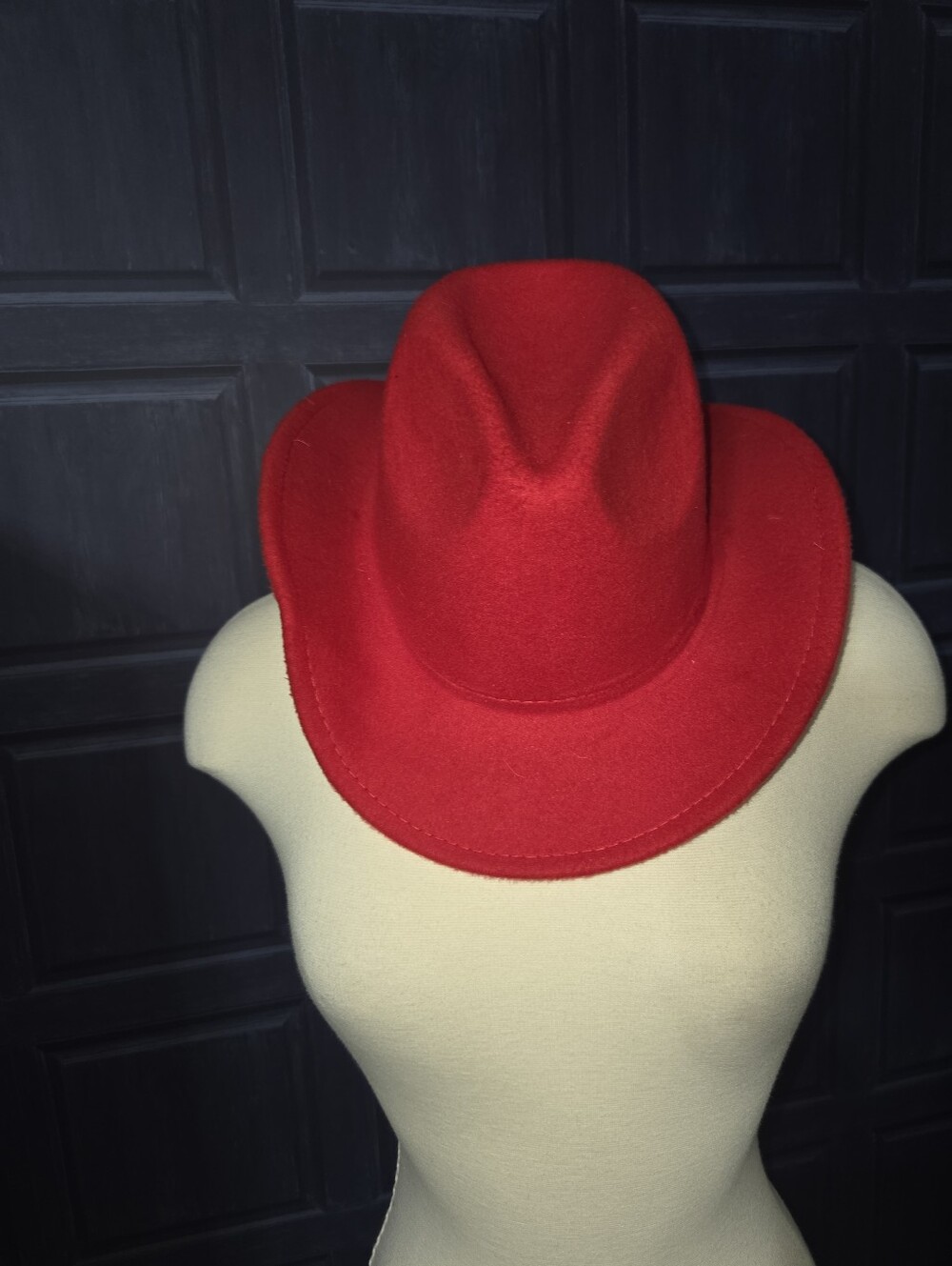 Ina Red Felt Fedora Hat - Structured Wide Brim